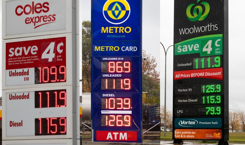 Act petrol prices 29 April 2020