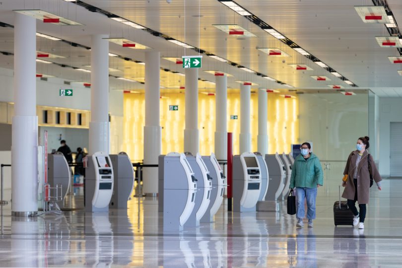 Passengers at Canberra Airport recently