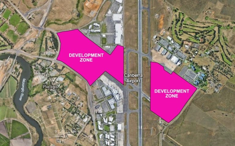 Potential development zones at Canberra Airport