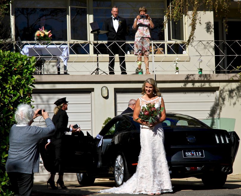 Bride and groom during wedding ceremony in Canberra