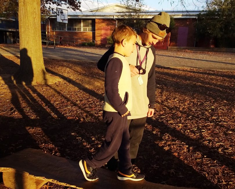 Lewis and Lachlan at the Curtin Primary School.