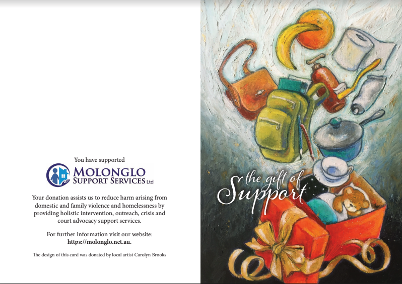 Fundraising card from Molonglo Support Services.