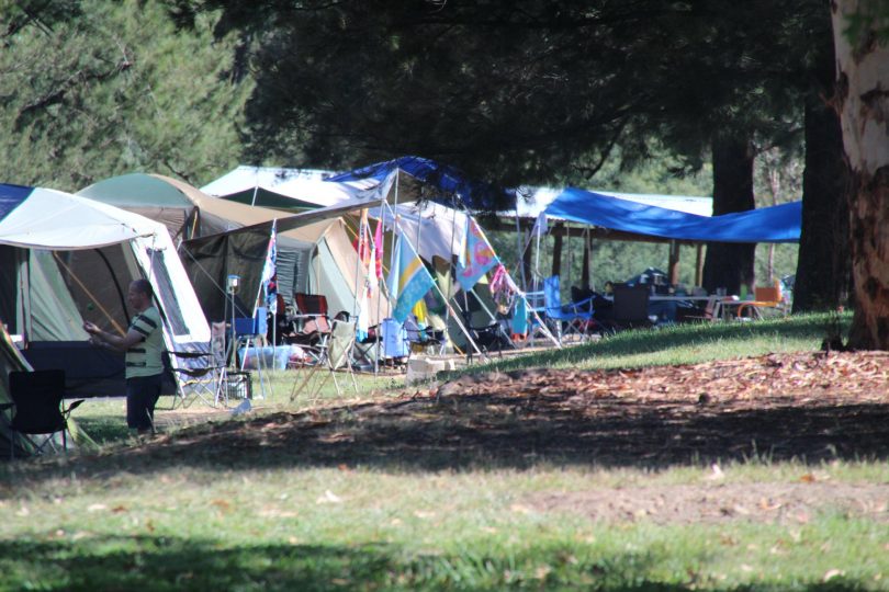 Tents set up at campgrounds near Canberra