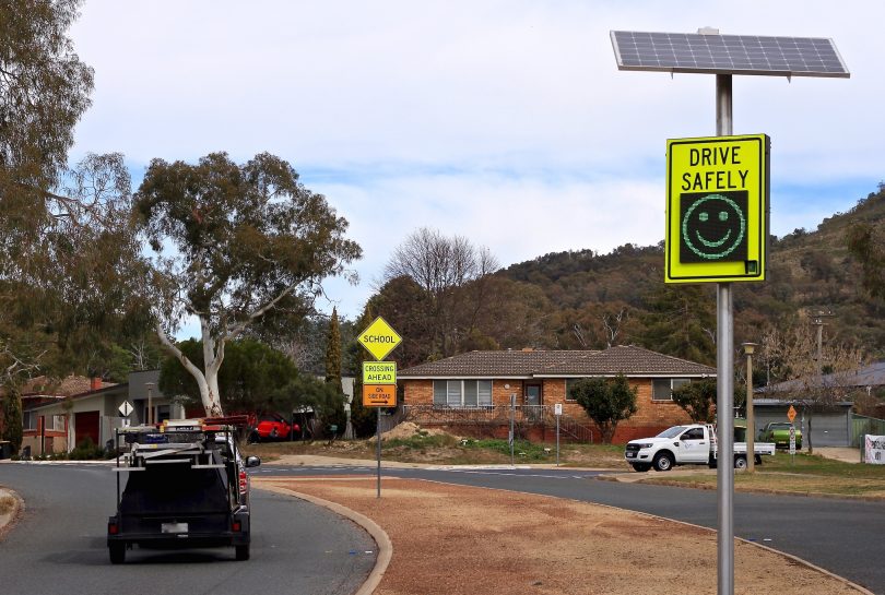 The new road safety signs that give drivers a smiley face or tell them to slow down.