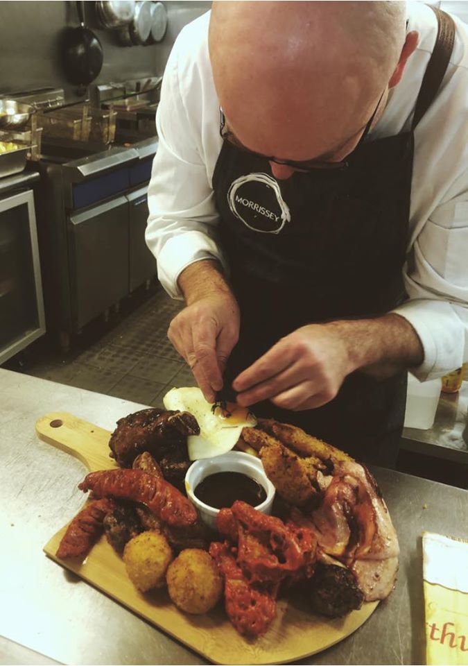 Matt Morrissey preparing Bean Central's mixed grill.