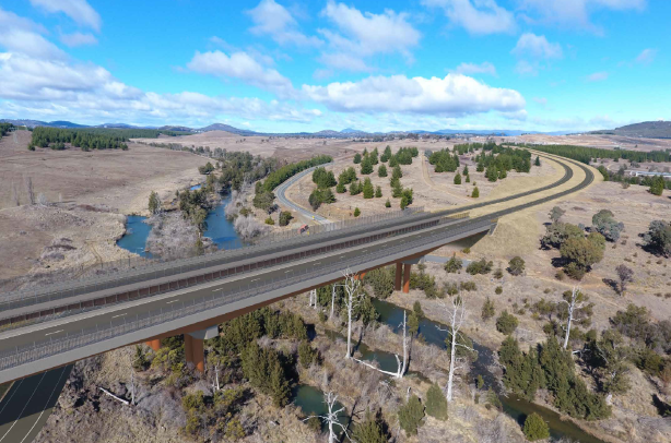 An artist's impression of the planned Molonglo River Bridge