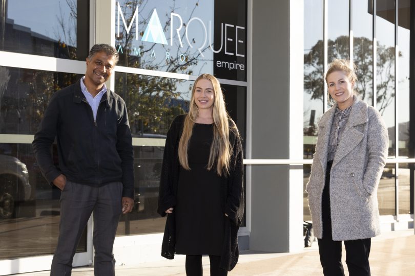 From left: Marquee Amaroo tenant Monish, Independent leasing consultant Liz Harvie, Independent property manager Kimberley Nugent, at Marquee Amaroo.