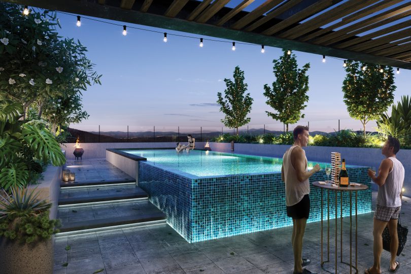 The rooftop pool