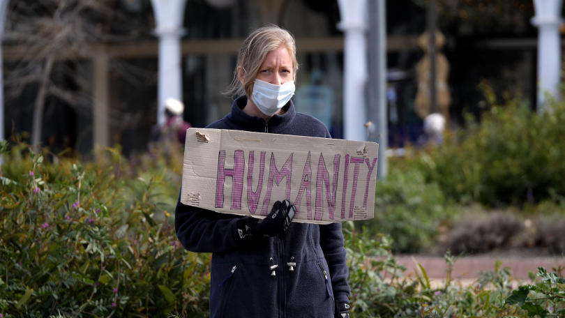 Refugee Action Campaign protestor