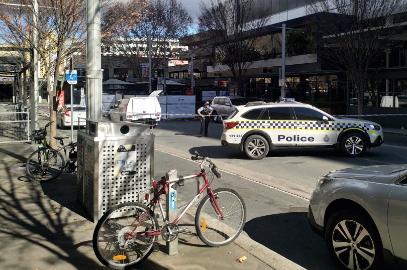 Police guard the scene outside Kokomos in Civic on Sunday morning