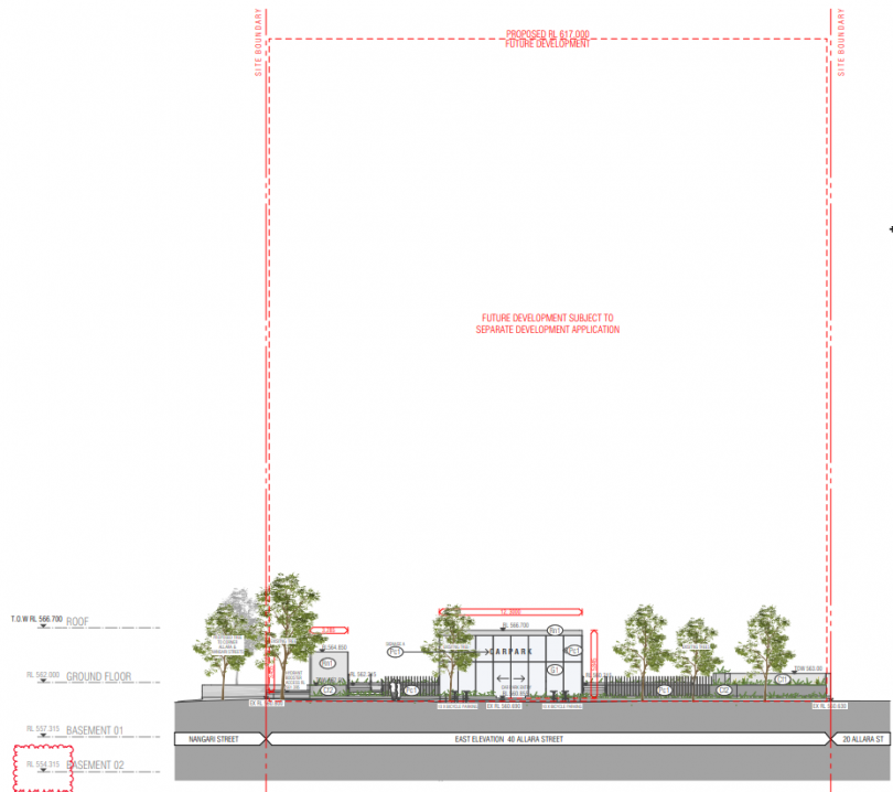 Elevation view of the car park project