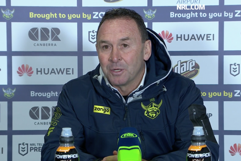 Raiders coach Ricky Stuart in NRL press conference