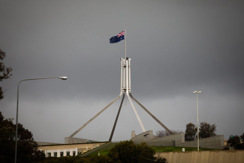 Storm Clouds, windy weather Parliament House Photo: Michelle Kroll