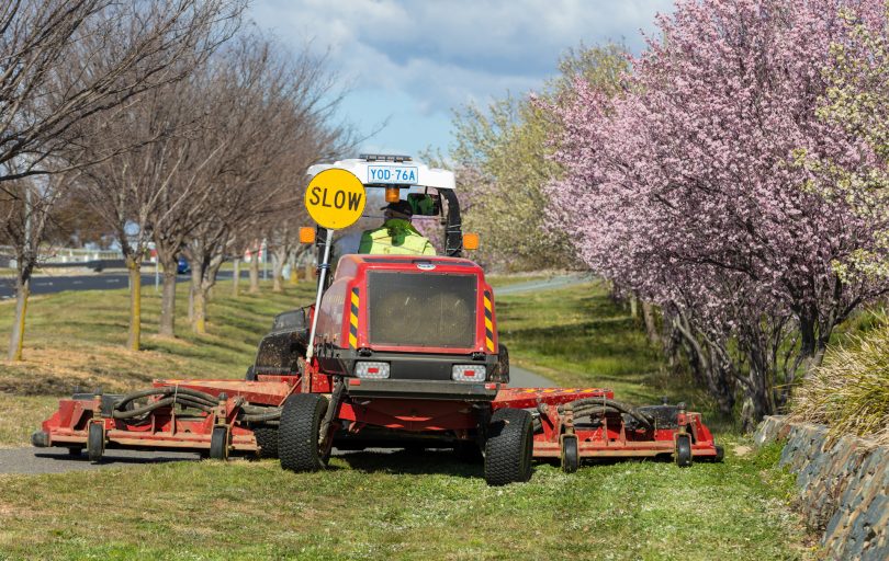 Slow down near mowing operations