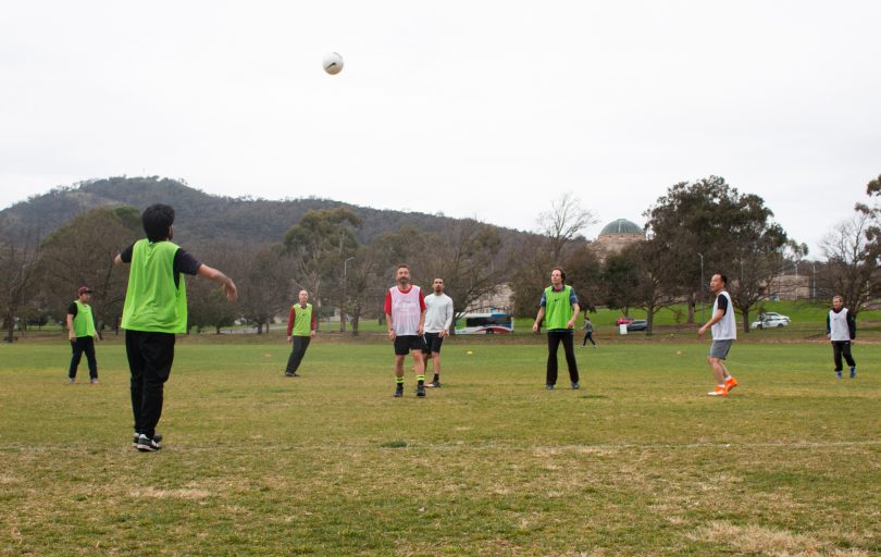 Participants playing Street Soccer at Reid Oval. 