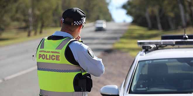 Police officer with speed radar