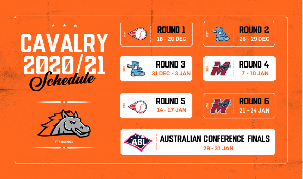 The Canberra Cavalry's schedule for 2020/21 season. 