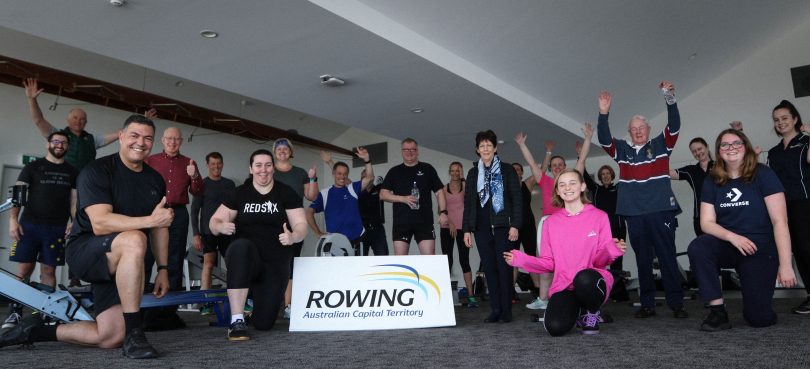 Participants in Rowing ACT Veterans and Families Indoor Rowing Program's Winter Time Trial.