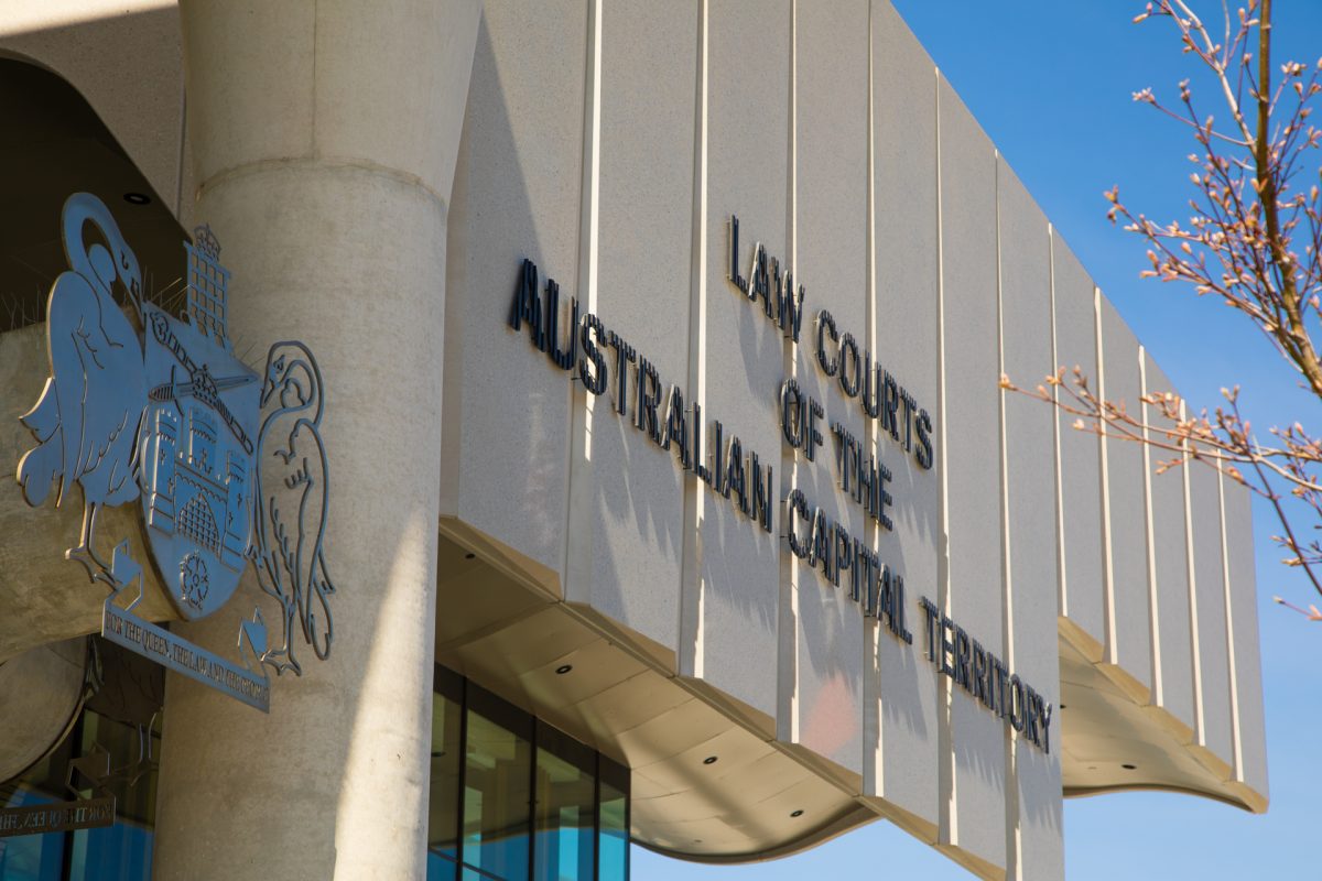 ACT Magistrates Court front entrance sign