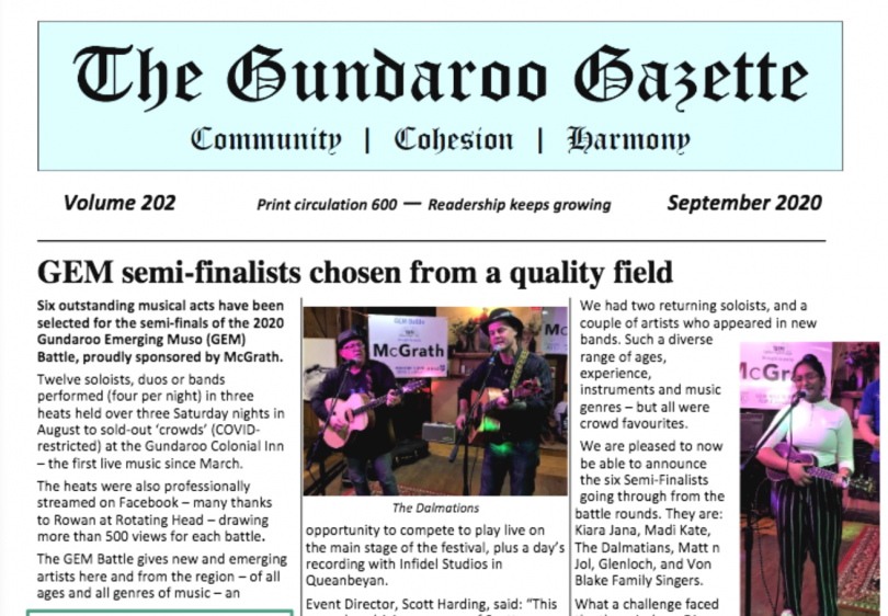 The latest Gundaroo Gazette