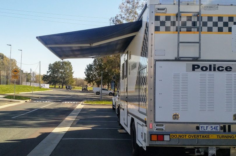 Police van at site of a stabbing