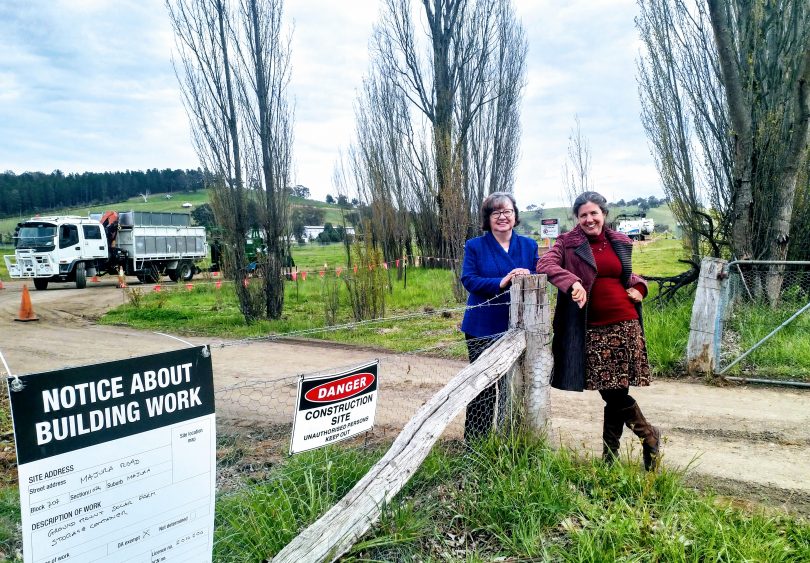 Wendy Meredith and Michelle McCann onsite at SolarShare Canberra.