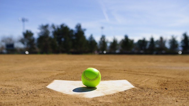 Softball on home plate