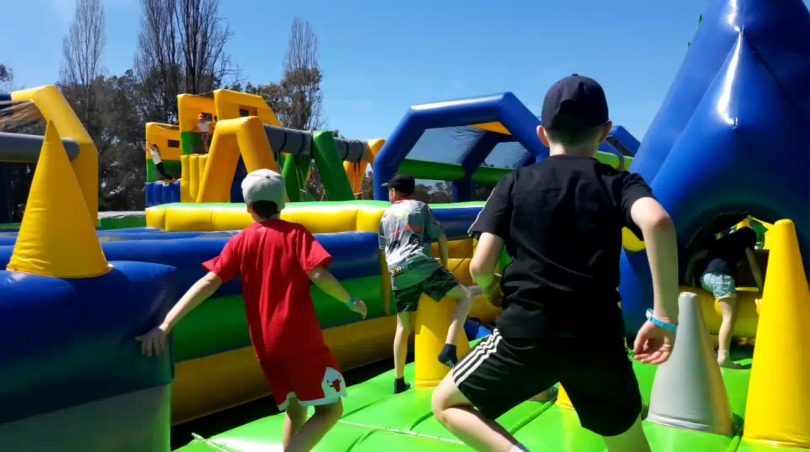 Jump into the fun of the Tuff Nutterz inflatable course at the Parliamentary Triangle. Photo: Supplied.Jump into the fun of the Tuff Nutterz inflatable course at the Parliamentary Triangle. 