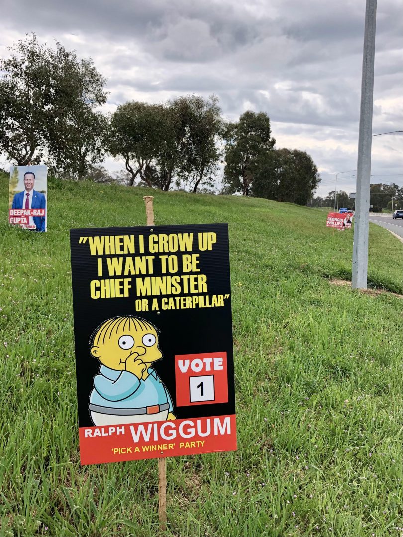 Roadside corflute for ACT election