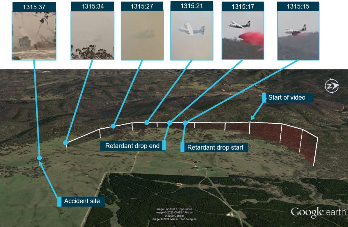 Flight trajectory and crash map