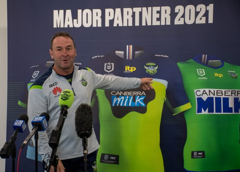 Canberra Milk will be the Raiders major sponsor in 2021. Photo: Raiders website.