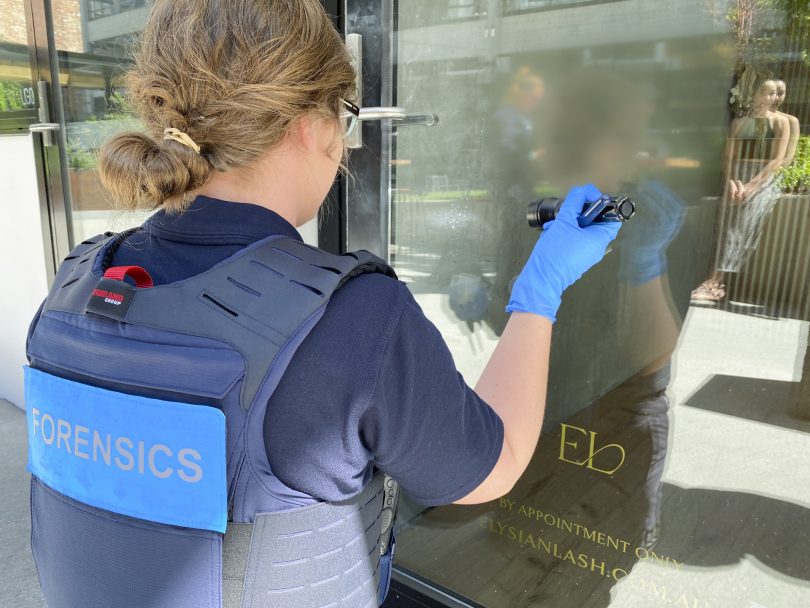 A member of ACT Policing's forensics team