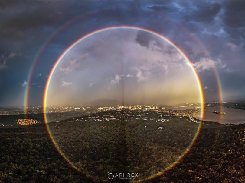 Full circle rainbow in Belconnen.