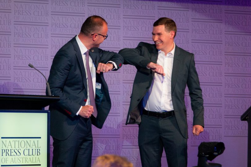 Chief Minister Andrew Barr and Canberra Liberals leader Alistair Coe at the Leaders Debate