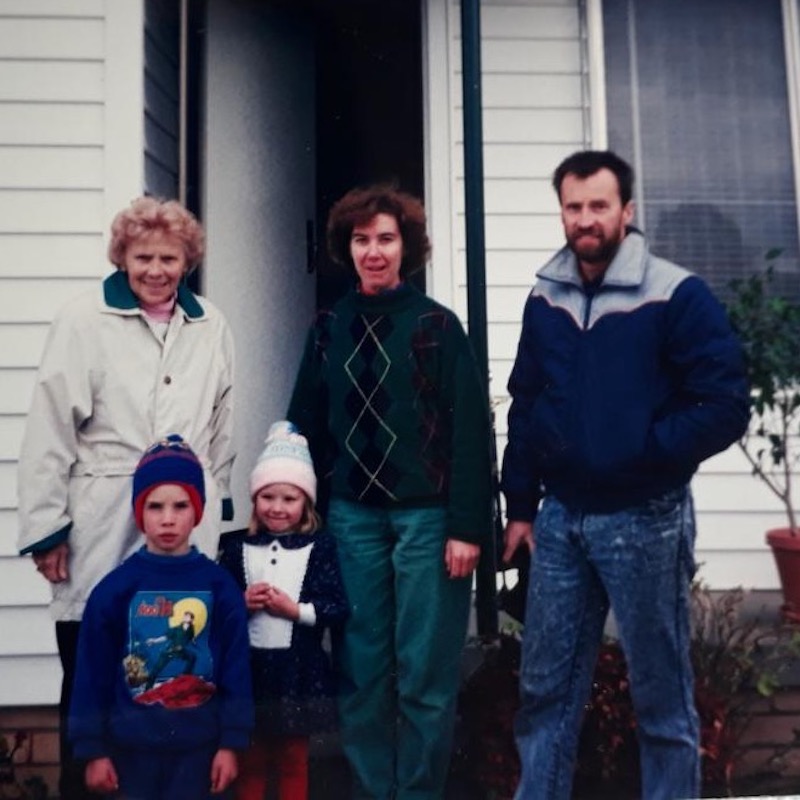 Ian Aldridge (right) with, from left, his mother Leah, wife Jenny and children Rohan and Madeleine.