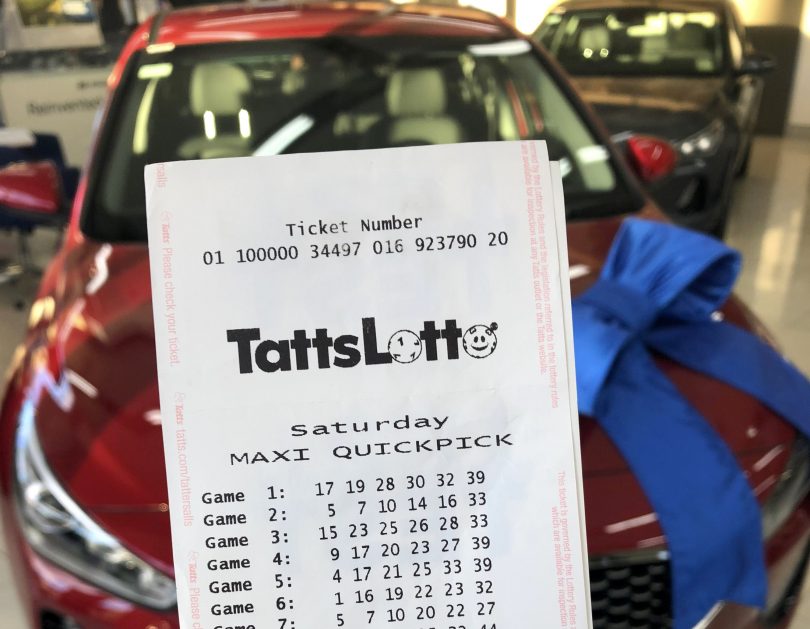 Lotto ticket with new car