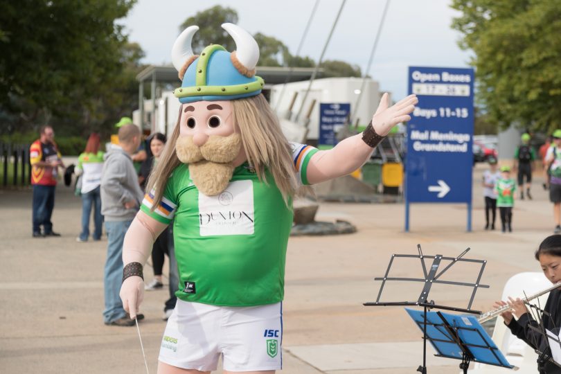 Victor the Viking during the Raiders' game against the Storm at Canberra Stadium in 2019.