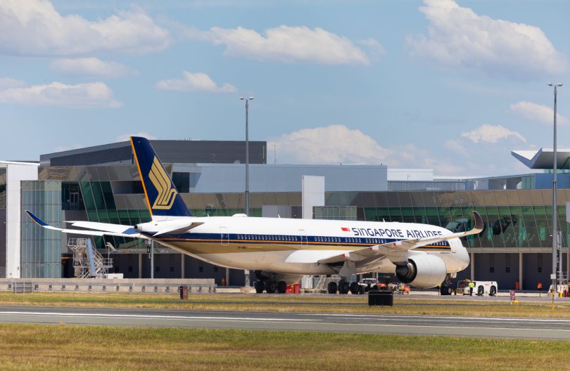 Singapore Airlines plane at Canberra Airport