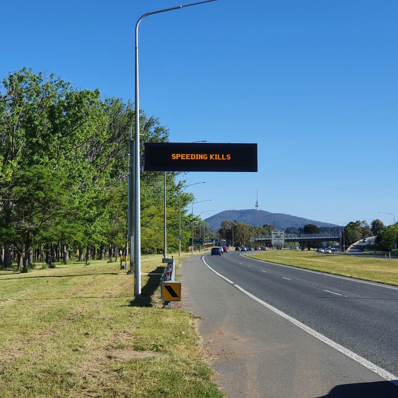 Speeding sign road safety. Photo: Region Media.