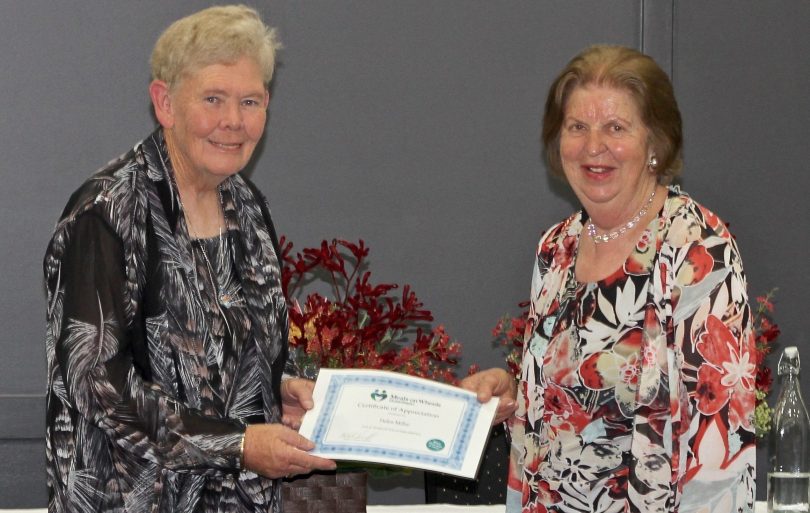 Queanbeyan Meals on Wheels, Helen De Britt, with their 40-year volunteer Helen Miller.