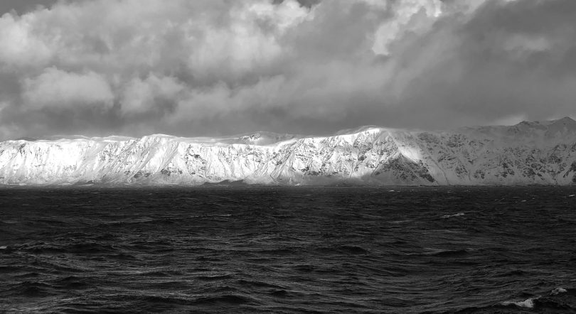 A snow-covered Macquarie Island