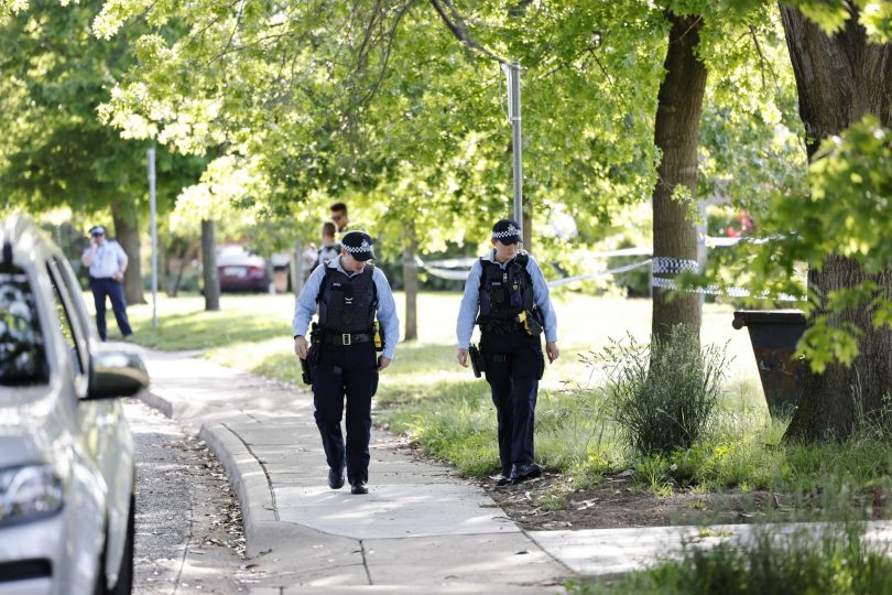 Police searching the scene