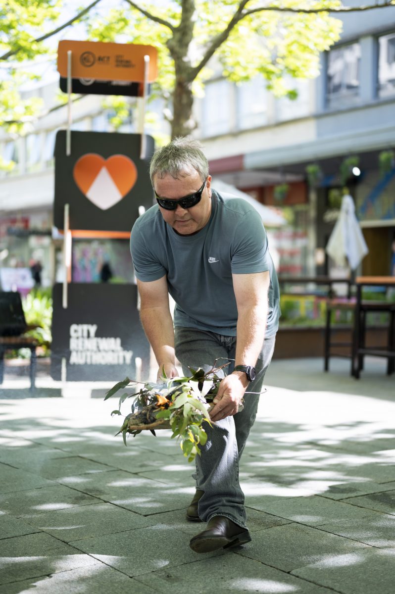 Traditional smoking ceremony at City Walk in Canberra