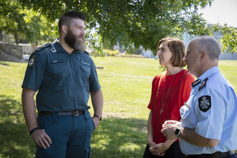 Sam Perillo, Dr Vanessa Johnston and Neil Gaughan in discussion.