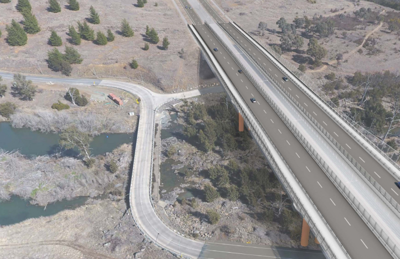 Artist's impression of dual carriageway bridge at Coppins Crossing