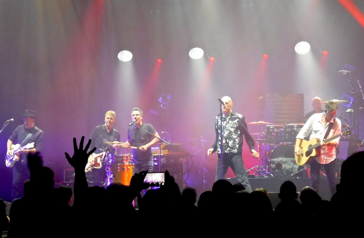 Midnight Oil on stage in Canberra in 2017