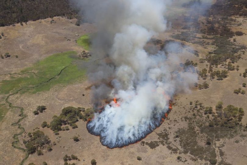 Aerial photo of Orroral Valley bushfire.