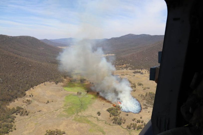 The start of the Orroral Valley fire