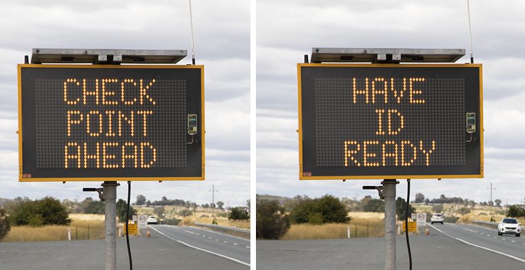 Checkpoint warning sign 