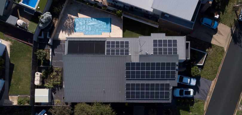 Solar panels on roof of house